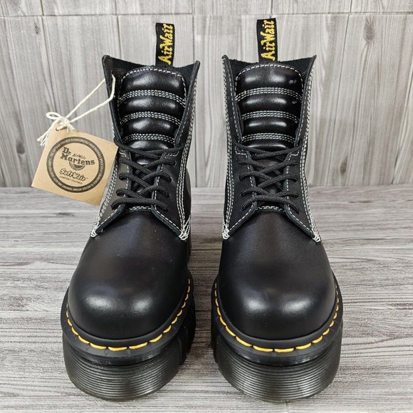 Dr. Martens Womens Audrick White Stitch Leather Platform Lace Up Boots - Size 7 - Picture 3 of 12